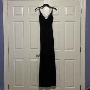 Black strappy maxi dress with slit